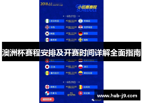 澳洲杯赛程安排及开赛时间详解全面指南